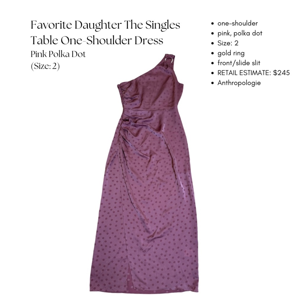 Favorite Daughter The Singles Table One-Shoulder Dress Pink Polka Dot (Size: 2)